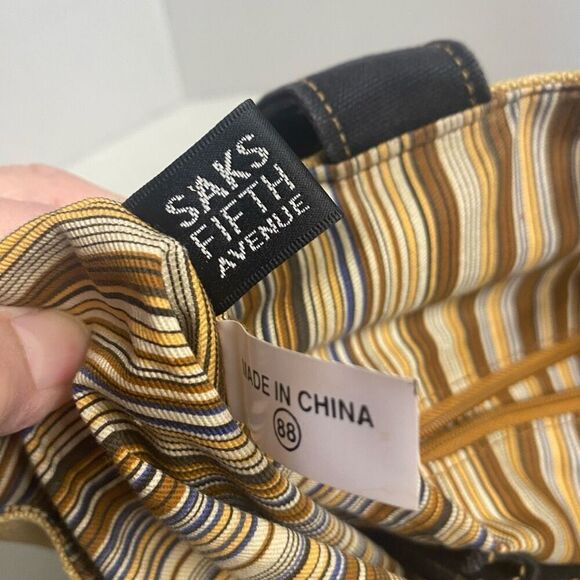 SAKS 5TH AVENUE Canvas Tote Bag Mustard 12.5X6.5X11.5 SEE DESCRIPTION - Picture 6 of 12